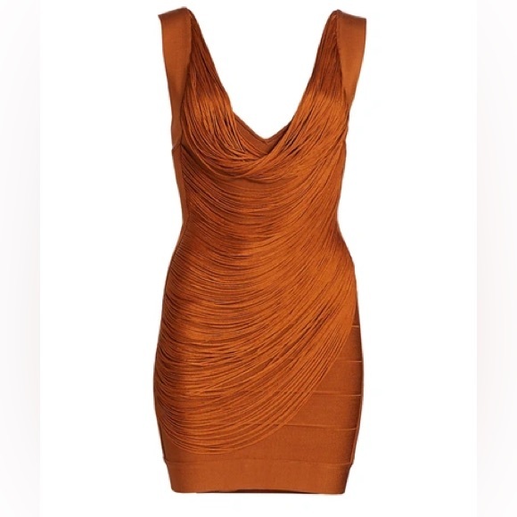 Herve Leger Draped Fringe Body-Con Mini Dress - Picture 1 of 7
